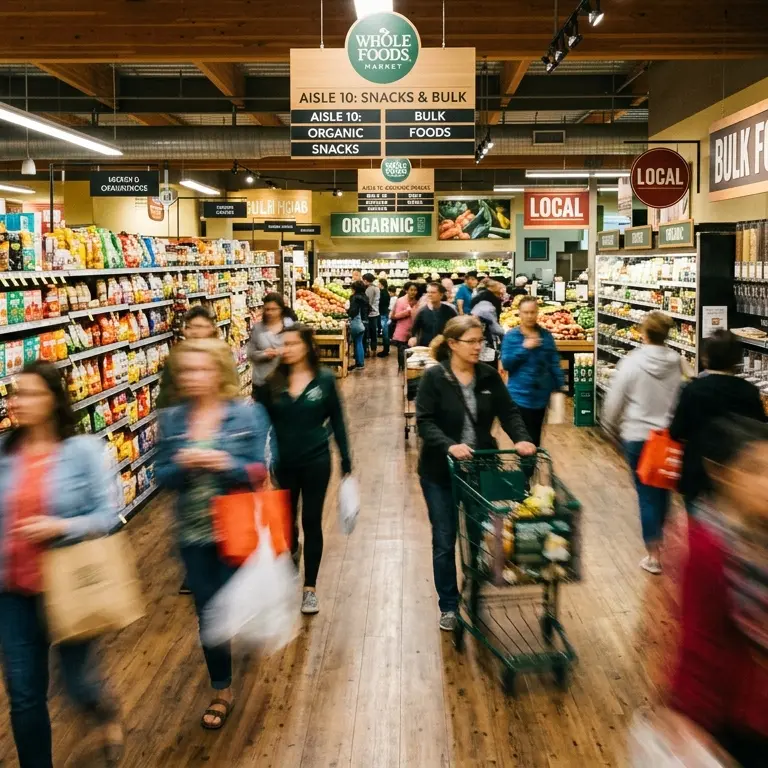Food Launch retail food brands — customers shopping at Whole Foods in Orange County California